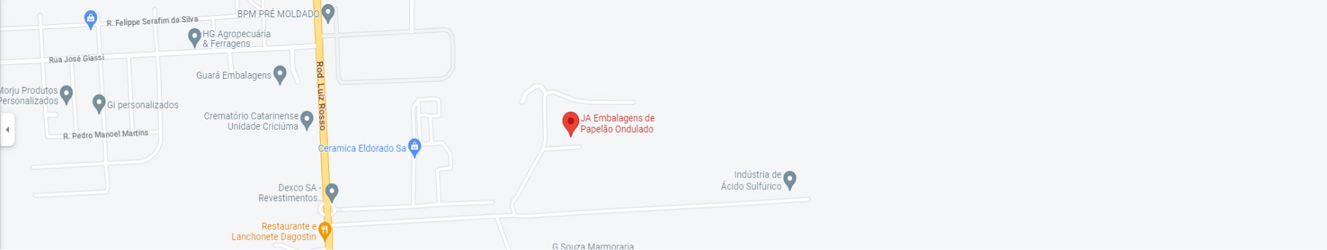 Localização J.A Embalagens via Google Maps