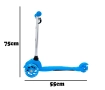 Patinete regulável infantil. Cor: Azul | 3 rodinhas com led para crianças até 40kg.