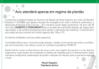 Comunicado - Acic atender� apenas em regime de plant�o