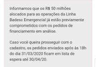 Em uma semana, linha emergencial do Badesc se esgota