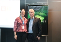 Coordenadora do Comit� Local Crici�ma, Regina Freitas Fernandes, e o presidente da Acic, Moacir Dagostin; encontro realizado antes da pandemia