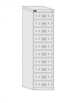 Arquivo de aço com dez gavetas