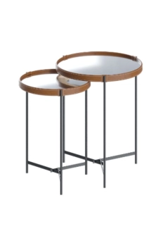 Conjunto de mesa lateral espelho/grafite