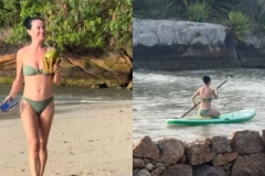 Imagens de Katy Perry em praia de Santa Catarina viralizam durante turn&ecirc; pelo Brasil