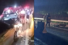 Acidente entre dois carros e uma moto mata mulher na BR-280, em Guaramirim