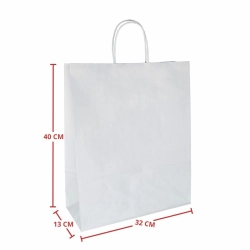 Sacola Papel Branco L32xC40+S13 - Pacote c/ 100 UN