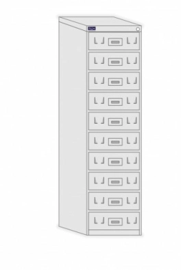Arquivo de aço com dez gavetas