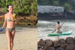 Imagens de Katy Perry em praia de Santa Catarina viralizam durante turn&ecirc; pelo Brasil