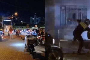 V&Iacute;DEO - Motoboys danificam casa de cliente ap&oacute;s confus&atilde;o com pagamento de pedido, em Joinville