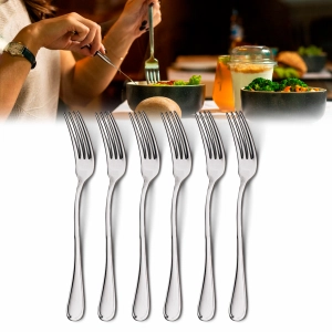 Kit 6 garfos aço inox talher. | Para cozinha, mesa, buffet ou restaurante.