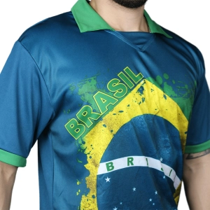 Camisa polo azul bandeira Brasil | Copa do mundo futebol - tamanho M