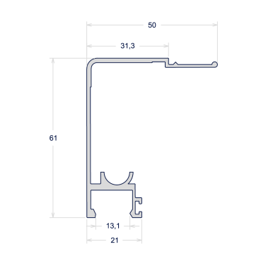 TRILHO SUPERIOR HORIZONTAL
