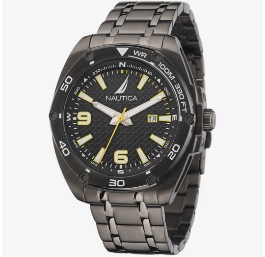 Relógio Nautica Tin Can Bay Masculino Aço Cinza