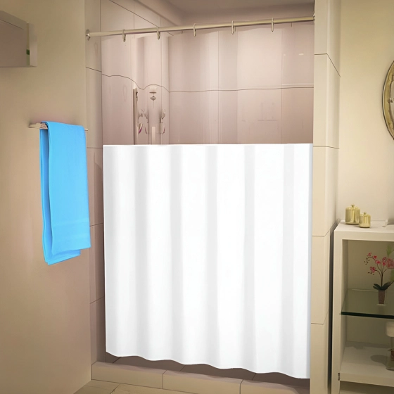 Cortina de Box de banheiro PVC | Com visor liso 138x198cm Cor : BRANCO