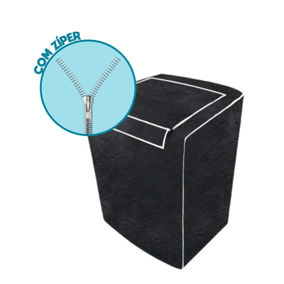 Capa para máquina de lavar | Flanelada pvc antimofo - tamanho M cor : preto