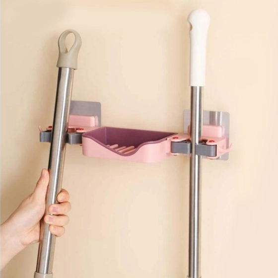 Suporte para sabonete | Ideal também para vassoura, rodo de parede na cor : rosa