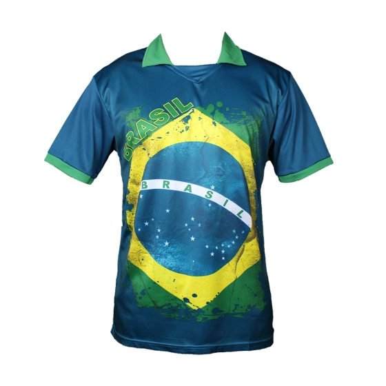 Camisa polo azul bandeira Brasil | Copa do mundo futebol - tamanho M