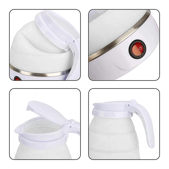 Chaleira elétrica dobrável jarra bule silicone 600w - 600ml portátil  | Jarra elétrica dobrável moderna