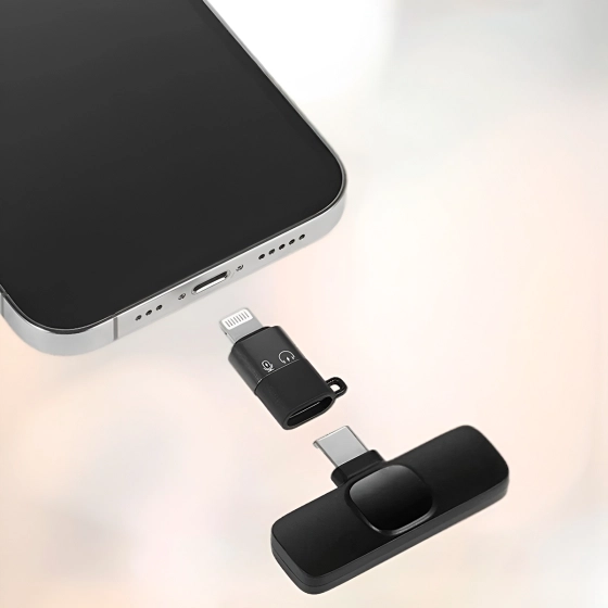 2 Microfones | Lapela adaptador USB encaixe tipo C