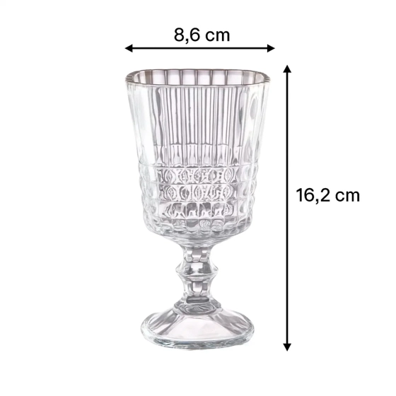 Conjunto de 6 taças 360ml | Taça para vinho de vidro listrado para jantar.