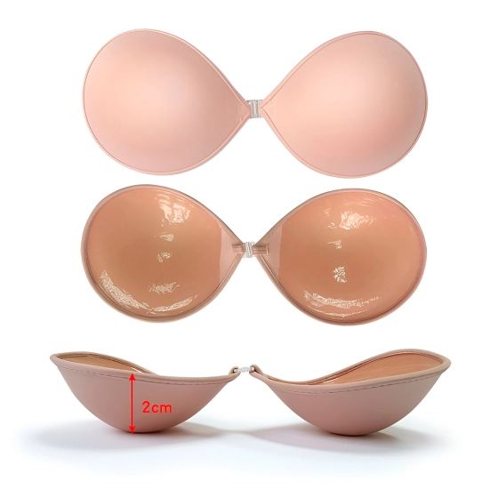 Sutiã invisível silicone  | Sem alça com protetor bege adesivo