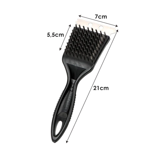 Escova limpa grelha de churrasqueira | Cabo espátula cerdas de aço.