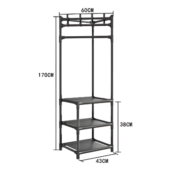 Estante cabideiro de canto | Estante cabideiro vertical organizador de roupas e sapatos