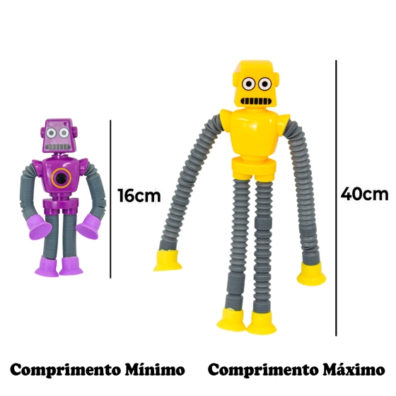 Robô pop it tubo luz led  | Estica e puxa , gruda boneco na parede.