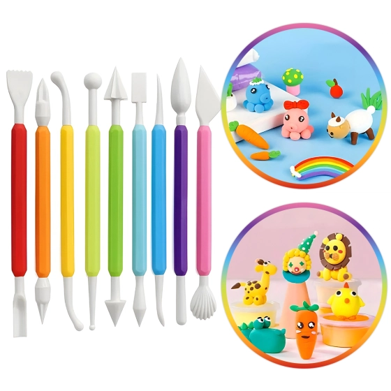 Kit 8 Estecas de massinha de modelar | 16 pontas para modelar massinha de forma incrível 