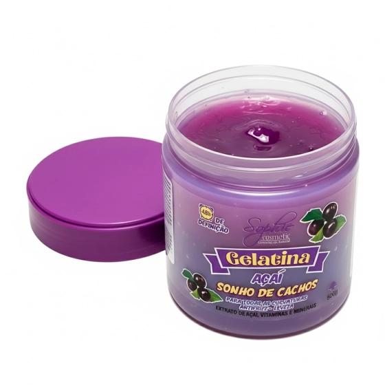 Gelatina Capilar  | Fragrância de açaí. Modelador de cachos com 500g.