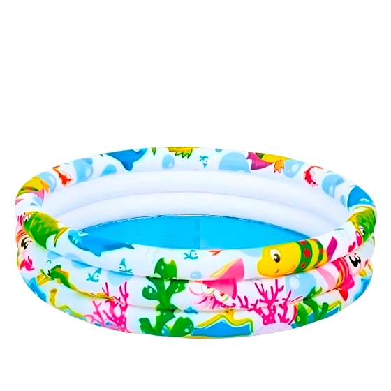 Piscina inflável redondo  | Animais marinhos. 135 litros.
