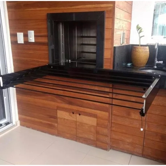 Varal Magico de 104 cm com 6 Varetas Preto