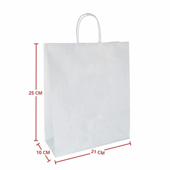 Sacola Papel Branco L21xC25+S10 - Pacote c/ 100 UN