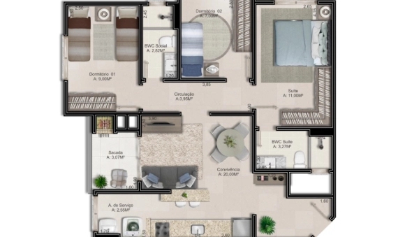 MONT BLANC RESIDENCIAL, CENTRO - CRICIÚMA 