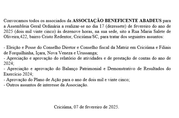 EDITAL DE CONVOCAÇÃO 