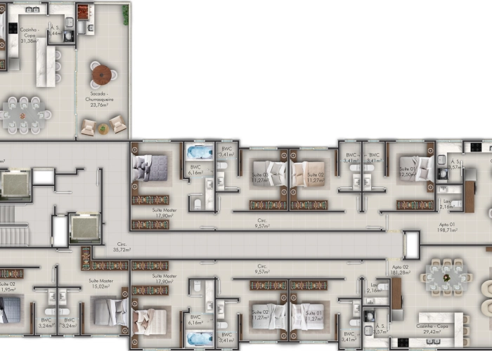 Apartamentos (Planta andar 28 e 29)