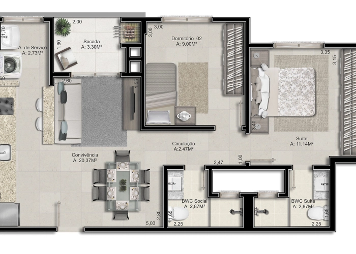 Apartamento (Planta 03 e 05)