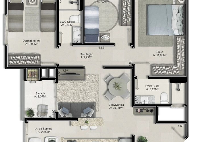 Apartamento (Planta 01 e 02)