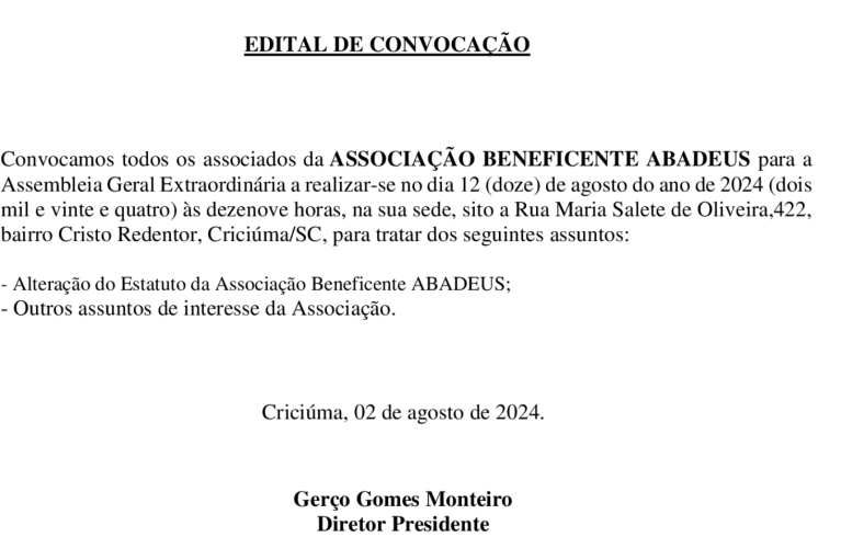 EDITAL DE CONVOCAÇÃO   