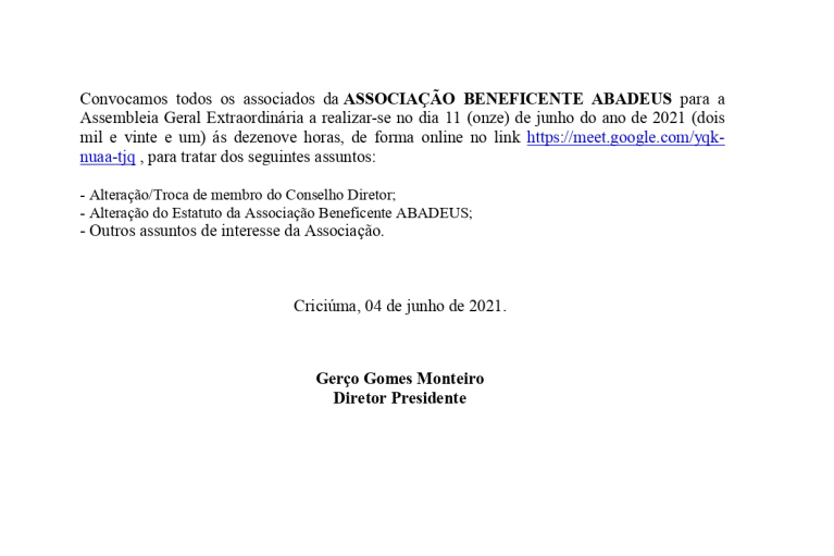 Assembleia Geral Extraordin&aacute;ria 