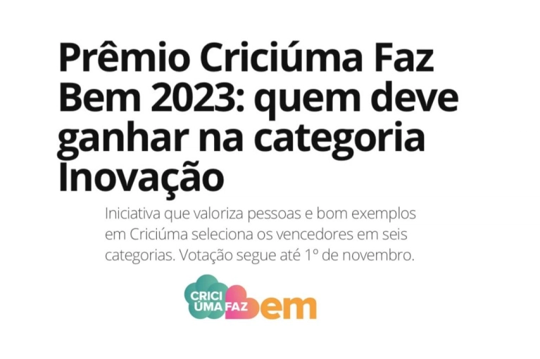 ABADEUS &eacute; Finalista do Pr&ecirc;mio Crici&uacute;ma Faz Bem 
