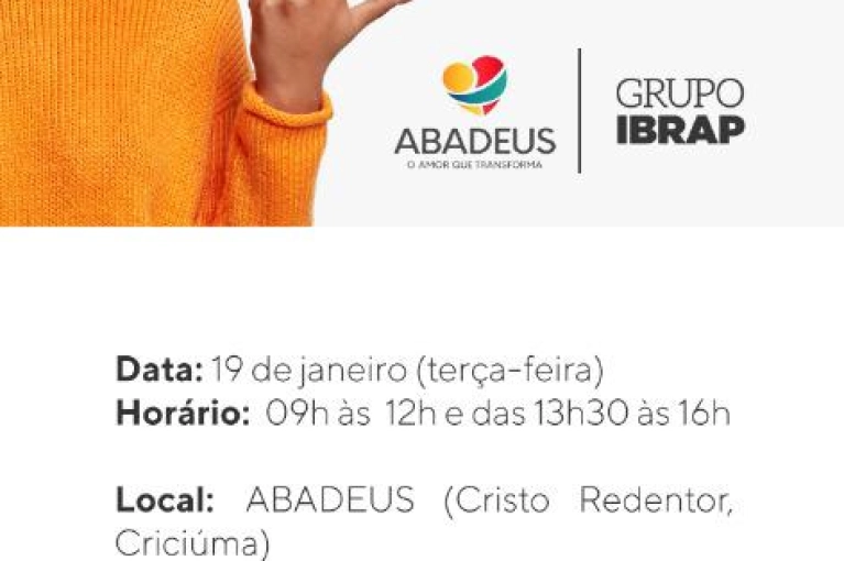 Oportunidade: Abadeus e Grupo Ibrap realizam feir&atilde;o de empregos, em Crici&uacute;ma