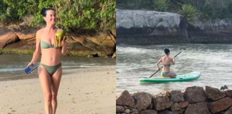 Imagens de Katy Perry em praia de Santa Catarina viralizam durante turn&ecirc; pelo Brasil