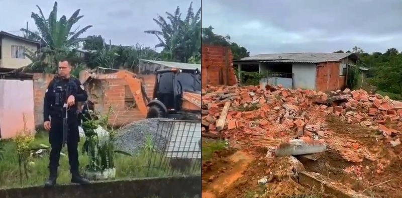 Prefeitura derruba casas em &aacute;rea degradada que passava por regulariza&ccedil;&atilde;o em comunidade de Joinville