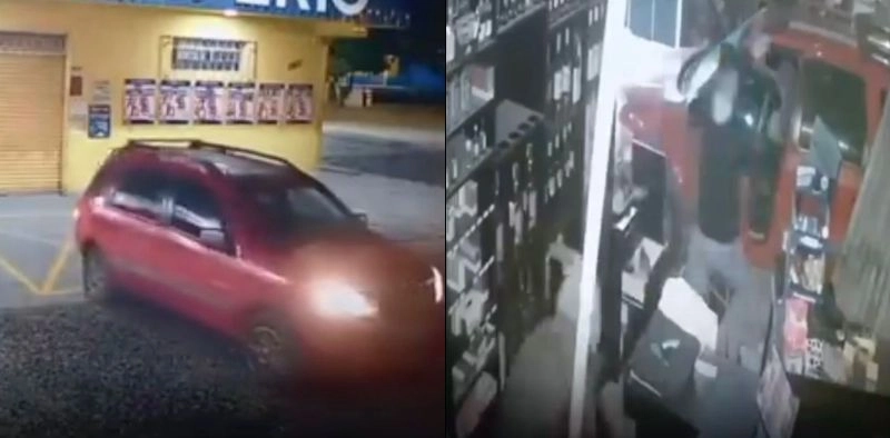 V&Iacute;DEO - Criminosos usam carro para arrombar com&eacute;rcio e furtar produtos, em Joinville