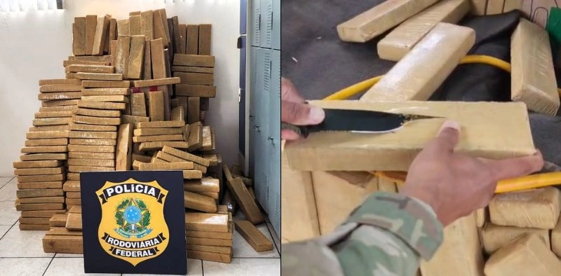 V&Iacute;DEO - PRF apreende mais de meia tonelada de maconha em Joinville