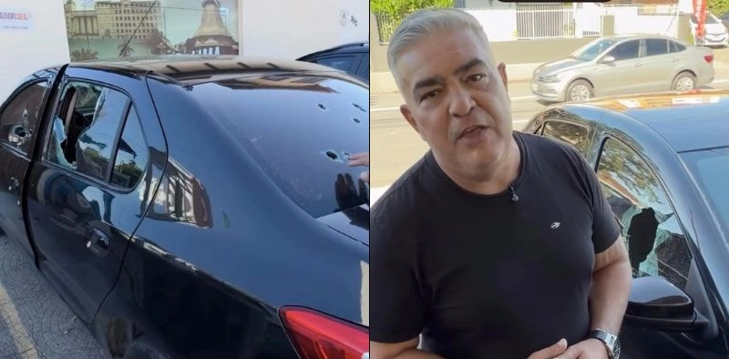 V&Iacute;DEO - Carro de funcion&aacute;rio de deputado de Joinville &eacute; atacado a pedradas por moradores de rua