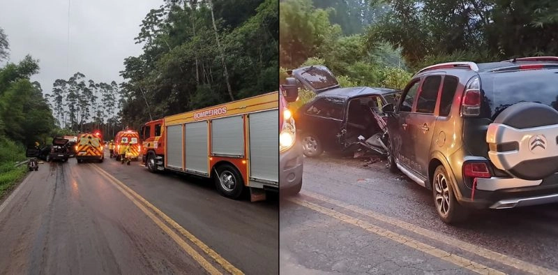 Grave acidente deixa tr&ecirc;s crian&ccedil;as e dois adultos feridos na BR-280 em Corup&aacute;