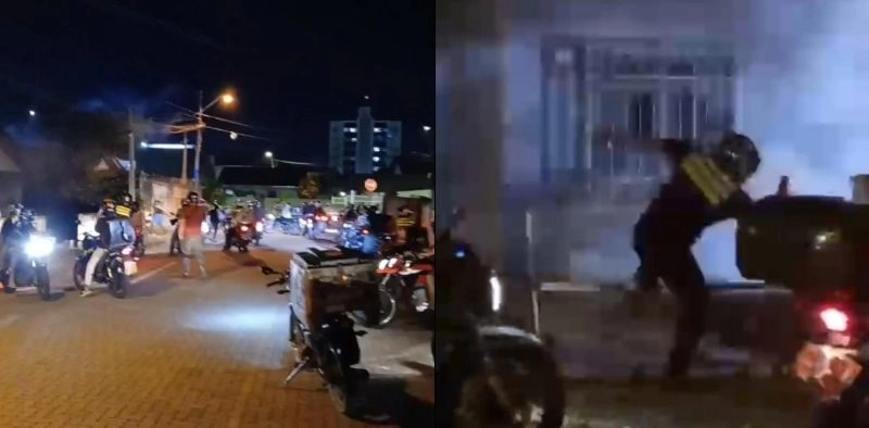 V&Iacute;DEO - Motoboys danificam casa de cliente ap&oacute;s confus&atilde;o com pagamento de pedido, em Joinville
