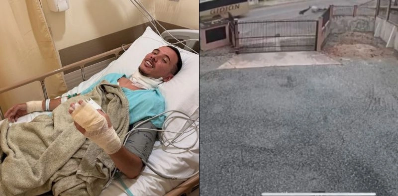 Motociclista &eacute; internado ap&oacute;s ser arrastado pelo pesco&ccedil;o por fios soltos em Joinville